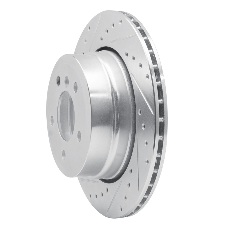 BMW 530XI Brake Rotor (1) - Rear Left - R1 Concepts - Drilled & Slotted - Silver - `06-`10